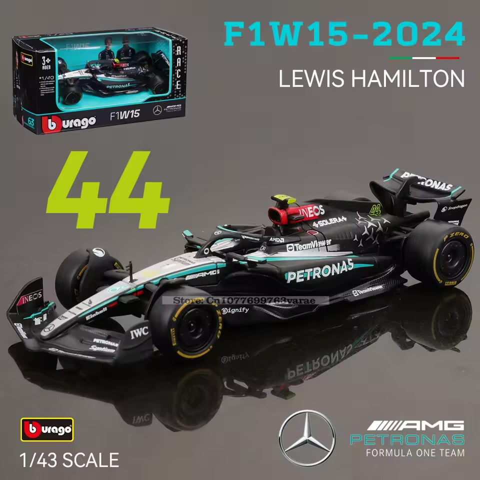 1:43 Mercedes-AMG F1 W15 E Performance 2024 Alloy Car Miniature Diecast Model 44# Lewis Hamilton